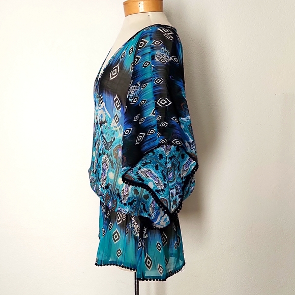 Harlow Zee Women's Embellished Sheer Peplum Blouse - Picture 7 of 12